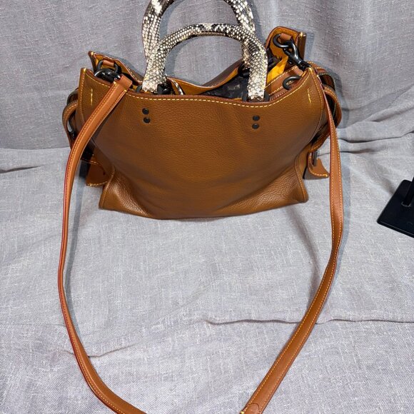 Coach Rogue Bag 36 With Colorblock Snake C4557 Python Black Copper 1941 Saddle - Picture 7 of 11